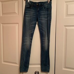 Blank NYC Bronze Studded Distressed Jeans